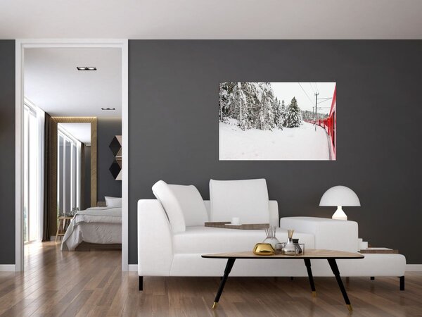 Slika - Vlak u snježnom krajoliku (90x60 cm)
