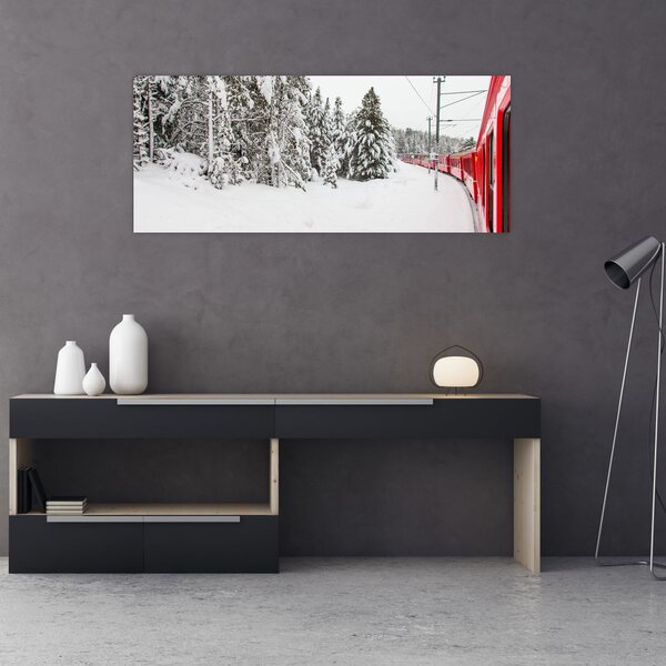 Slika - Vlak u snježnom krajoliku (120x50 cm)