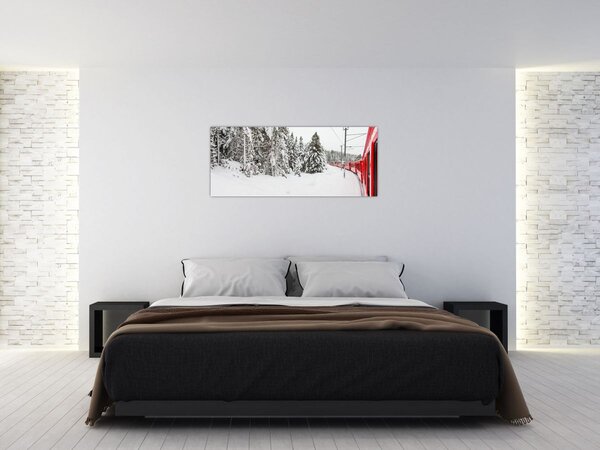 Slika - Vlak u snježnom krajoliku (120x50 cm)