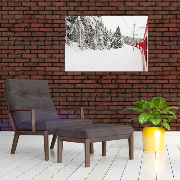 Slika - Vlak u snježnom krajoliku (90x60 cm)