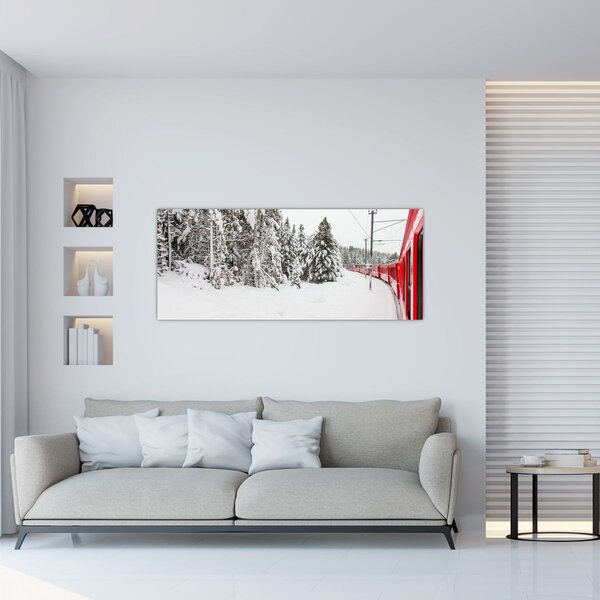 Slika - Vlak u snježnom krajoliku (120x50 cm)