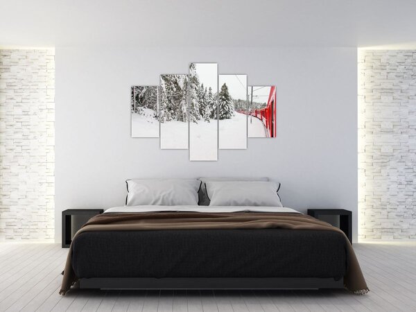 Slika - Vlak u snježnom krajoliku (150x105 cm)