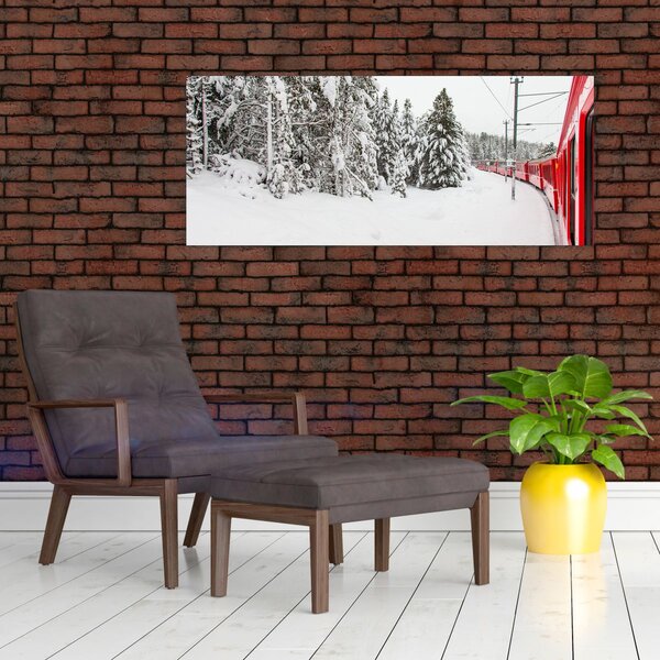 Slika - Vlak u snježnom krajoliku (120x50 cm)