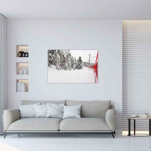 Slika - Vlak u snježnom krajoliku (90x60 cm)
