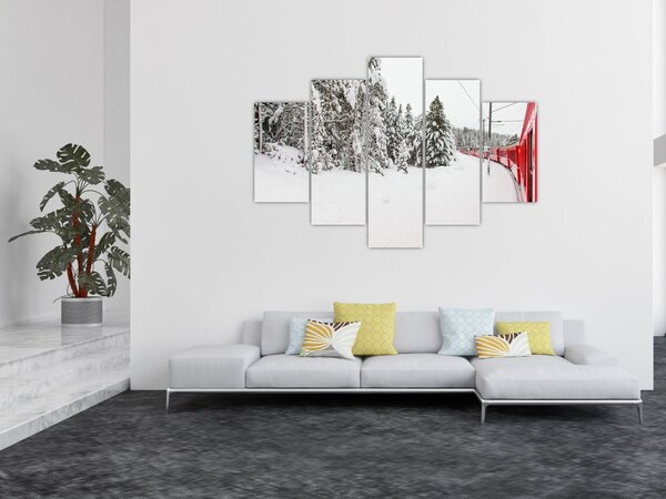 Slika - Vlak u snježnom krajoliku (150x105 cm)