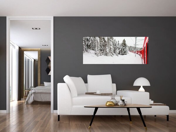 Slika - Vlak u snježnom krajoliku (120x50 cm)