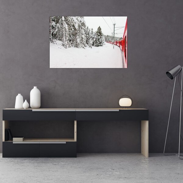 Slika - Vlak u snježnom krajoliku (90x60 cm)