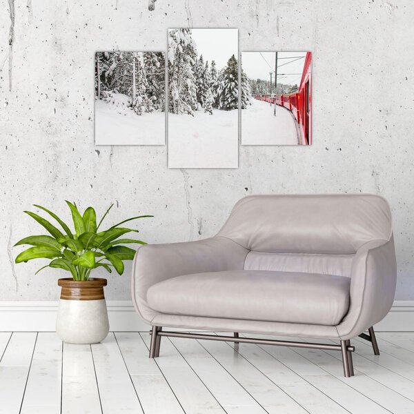 Slika - Vlak u snježnom krajoliku (90x60 cm)