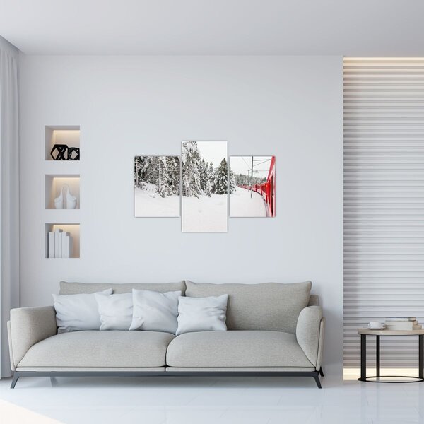 Slika - Vlak u snježnom krajoliku (90x60 cm)