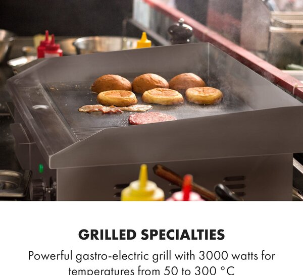 Klarstein Grillmeile 3000GR, električni roštilj, 3000 W, grill ploča, 54,5 x 35 cm, glatki/rebrasti