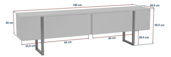 TV komoda u dekoru oraha u tamnoj prirodnoj boji 180x50x30 cm Onera – Kalune Design