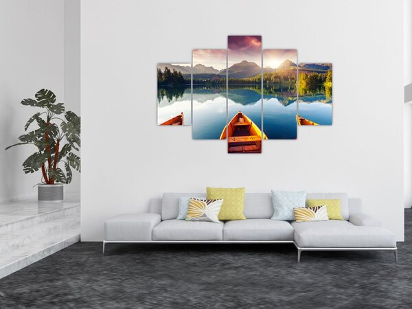 Slika - Jezero sa čamcima (150x105 cm)