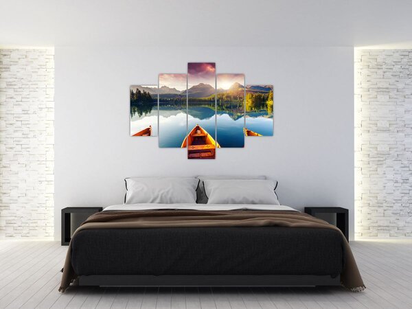 Slika - Jezero sa čamcima (150x105 cm)