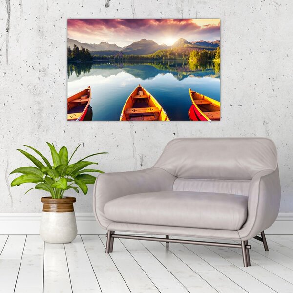 Slika - Jezero sa čamcima (90x60 cm)
