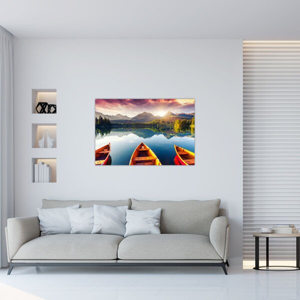 Slika - Jezero sa čamcima (90x60 cm)
