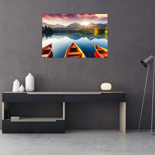 Slika - Jezero sa čamcima (90x60 cm)