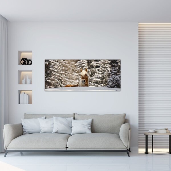 Slika - Konj u zimskom pejzažu (120x50 cm)