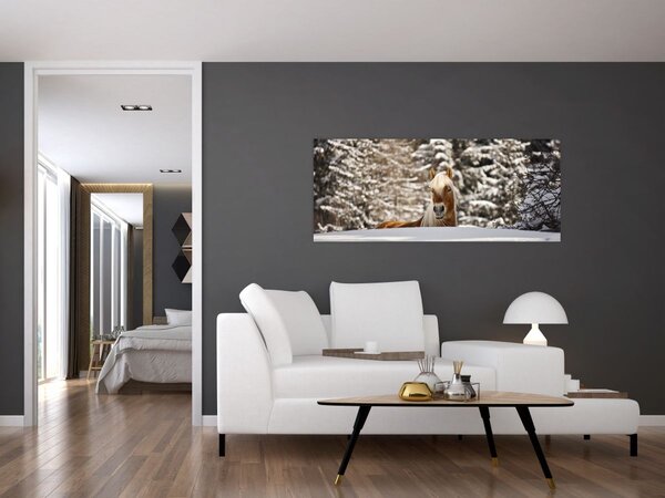 Slika - Konj u zimskom pejzažu (120x50 cm)