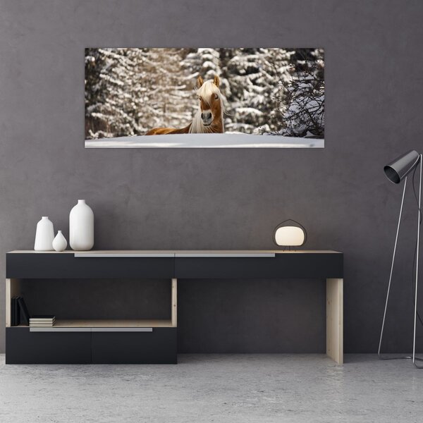 Slika - Konj u zimskom pejzažu (120x50 cm)