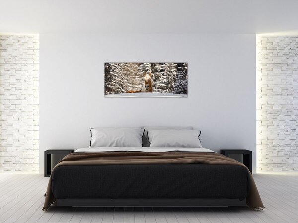 Slika - Konj u zimskom pejzažu (120x50 cm)