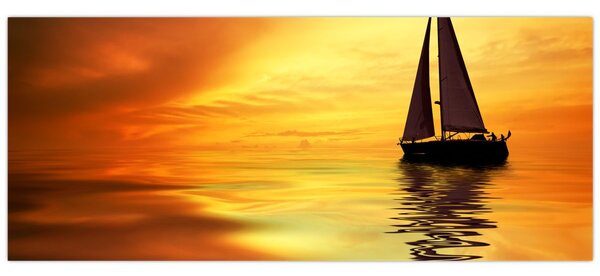 Slika - Jedrilica u zalasku sunca (120x50 cm)