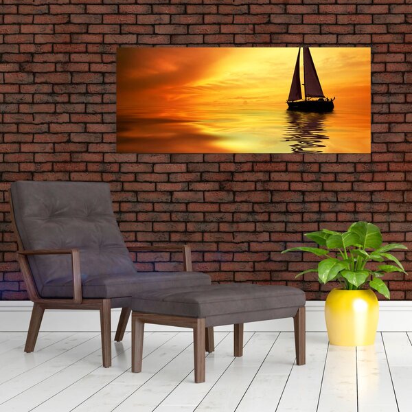 Slika - Jedrilica u zalasku sunca (120x50 cm)