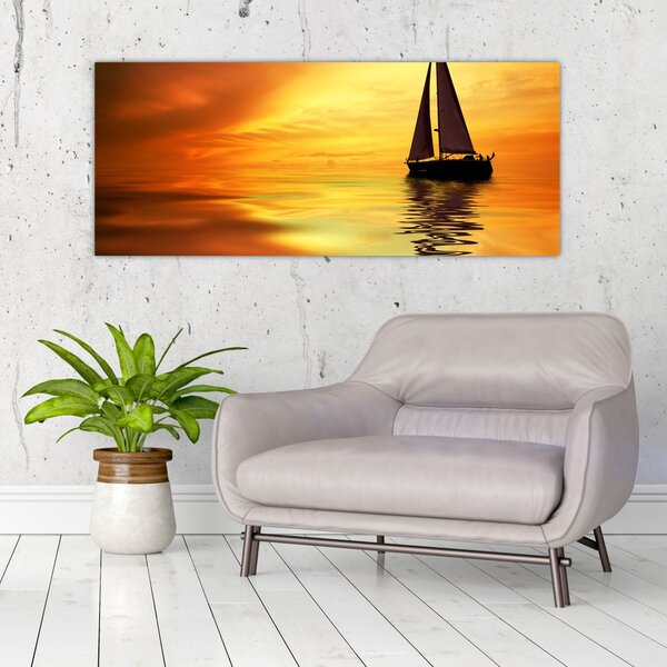 Slika - Jedrilica u zalasku sunca (120x50 cm)