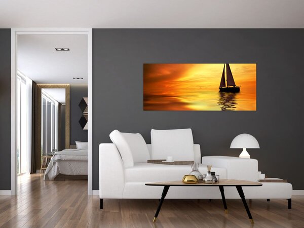 Slika - Jedrilica u zalasku sunca (120x50 cm)