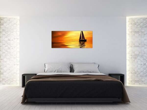 Slika - Jedrilica u zalasku sunca (120x50 cm)