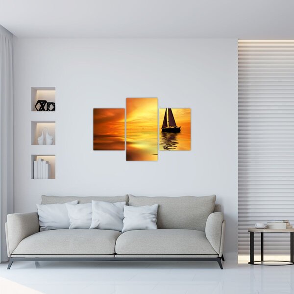 Slika - Jedrilica u zalasku sunca (90x60 cm)