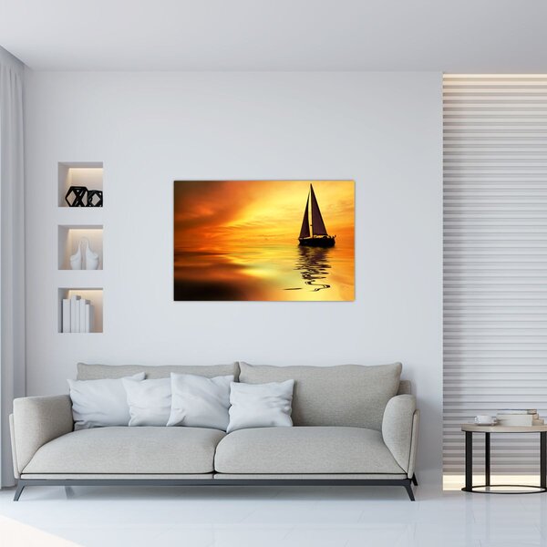 Slika - Jedrilica u zalasku sunca (90x60 cm)
