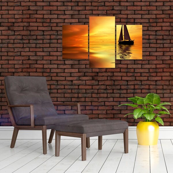 Slika - Jedrilica u zalasku sunca (90x60 cm)