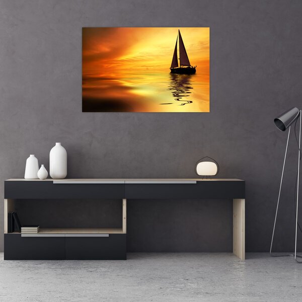 Slika - Jedrilica u zalasku sunca (90x60 cm)