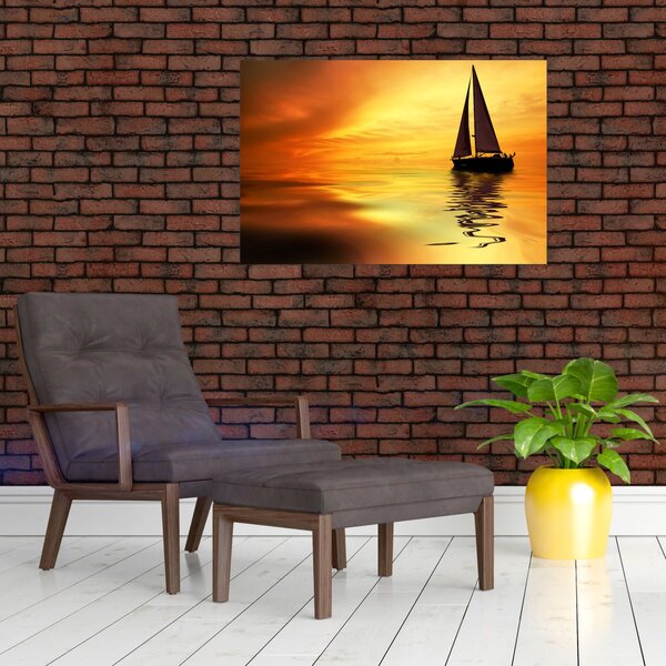 Slika - Jedrilica u zalasku sunca (90x60 cm)