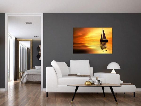Slika - Jedrilica u zalasku sunca (90x60 cm)