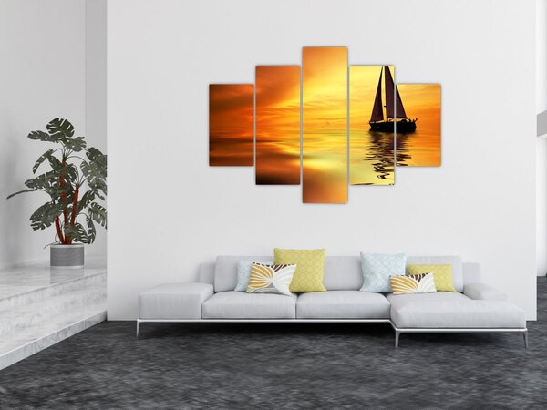 Slika - Jedrilica u zalasku sunca (150x105 cm)