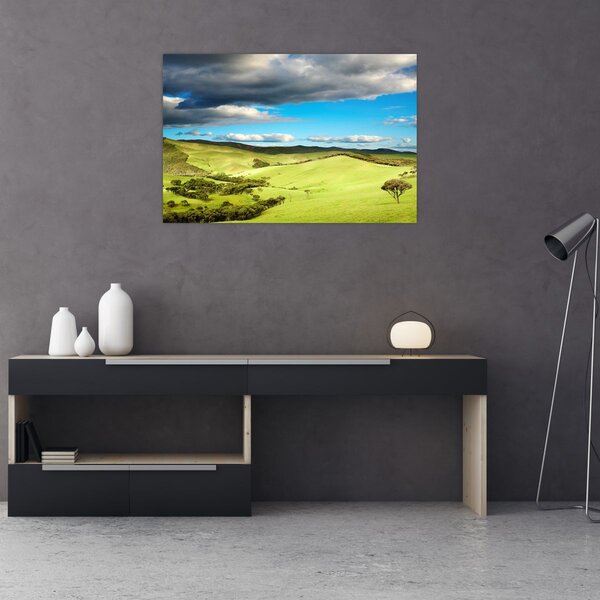Slika - Zeleni krajolik s brdima (90x60 cm)