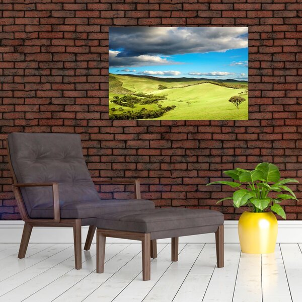 Slika - Zeleni krajolik s brdima (90x60 cm)