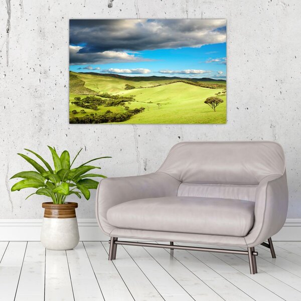 Slika - Zeleni krajolik s brdima (90x60 cm)