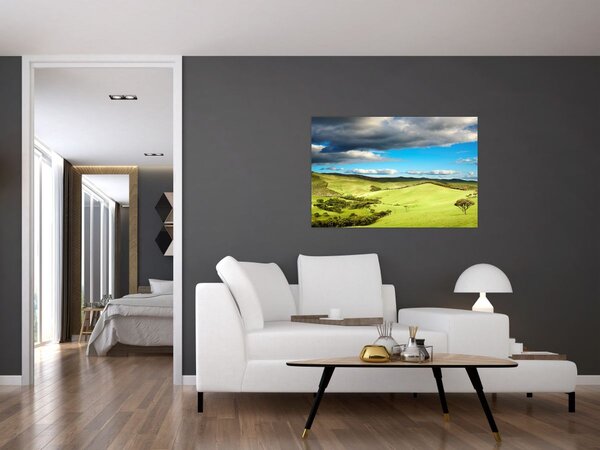 Slika - Zeleni krajolik s brdima (90x60 cm)
