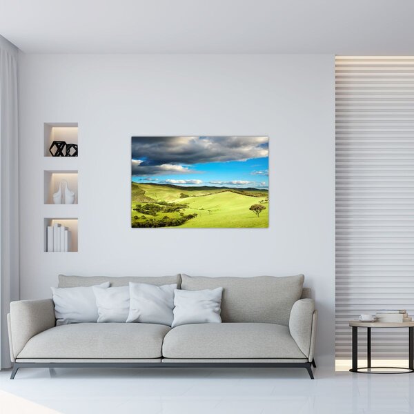 Slika - Zeleni krajolik s brdima (90x60 cm)