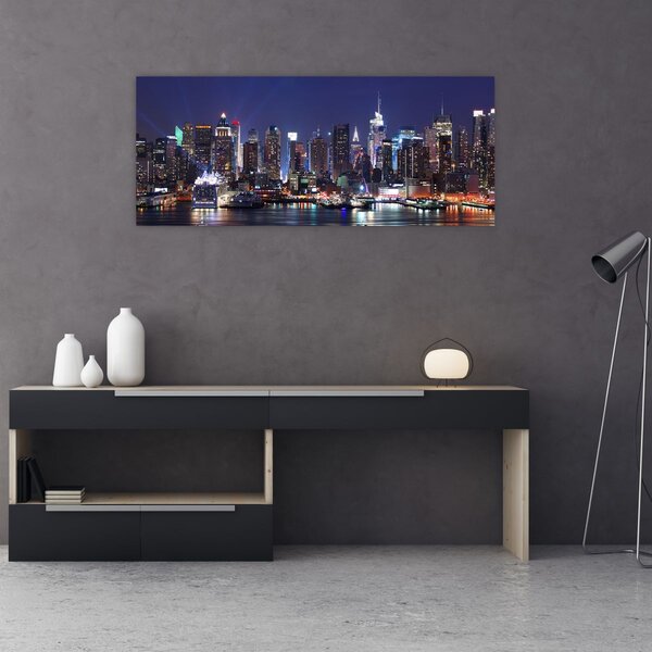 Slika - Osvijetljeni njujorški neboderi (120x50 cm)