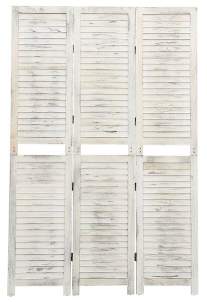 VidaXL Sobna pregrada s 3 panela antikna bijela 105 x 165 cm drvena