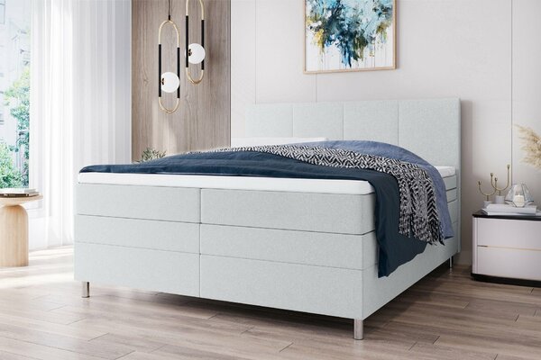 Tapecirani krevet boxspring CARINA 140x200 cm svijetlosiv Madrac: Bonell opružni madrac