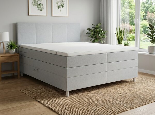 Tapecirani krevet boxspring CARINA 140x200 cm svijetlosiv Madrac: Bonell opružni madrac