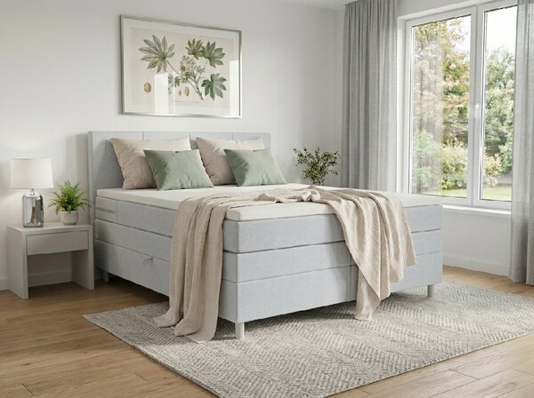 Tapecirani krevet boxspring CARINA 140x200 cm svijetlosiv Madrac: Bonell opružni madrac