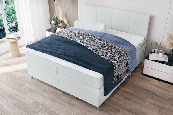 Tapecirani krevet boxspring CARINA 140x200 cm svijetlosiv Madrac: Bonell opružni madrac