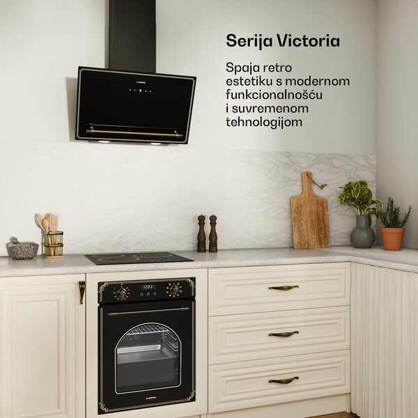 Klarstein Staklokeramička ploča za kuhanje Victoria + uska pećnica Victoria | Bezvremenski | 45 cm