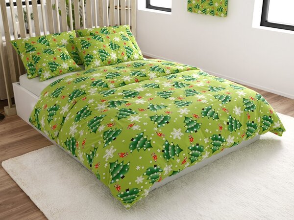Posteljina od mikroflanela CHRISTMAS TREE zelena Dimenzije posteljine: 70 x 90 cm | 140 x 220 cm