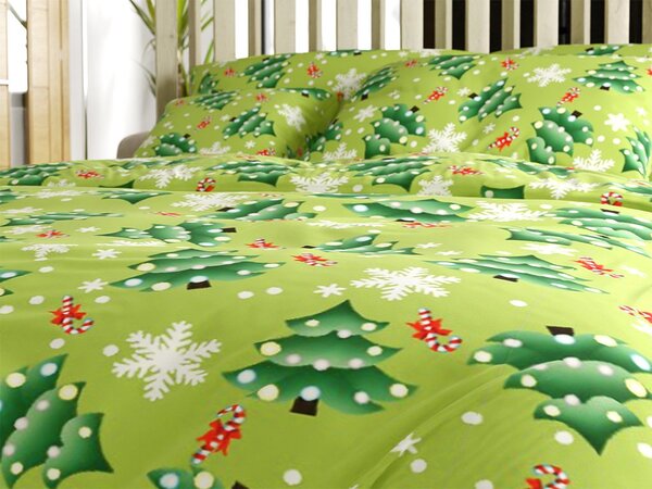 Posteljina od mikroflanela CHRISTMAS TREE zelena Dimenzije posteljine: 70 x 90 cm | 140 x 220 cm